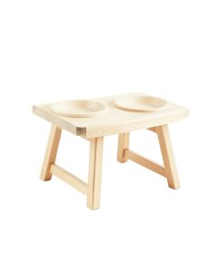 Shore Crest Pet Feeding Stand With Two Plain Empty Bowls - Ivory