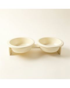 Ash Field Pet Feeding Stand With Two Plain Empty Bowls - Ivory (synthetic illustration; no displayed measurements)