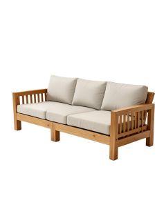 Summerton Teak Patio Sofa With Cushions (synthetic illustration; no displayed measurements)