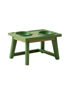 Hazel Branch Pet Feeding Stand With Two Plain Empty Bowls - Green (synthetic illustration; no displayed measurements)