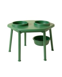 Linden Canyon Pet Feeding Stand With Two Plain Empty Bowls - Green (synthetic illustration; no displayed measurements)