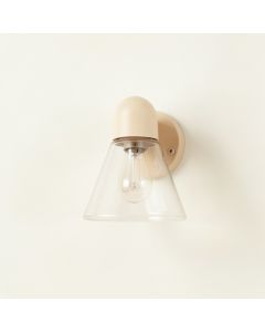 Linden Arc Wall Sconce Mounted On A Plain Wall - Beige (synthetic illustration; no displayed measurements)