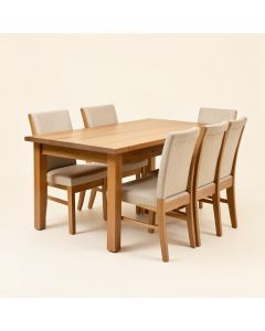 Ayeasha 5 - Piece Rubberwood Solid Wood Dining Set (synthetic illustration; no displayed measurements)
