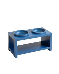 Brook Canyon Pet Feeding Stand With Two Plain Empty Bowls - Blue
