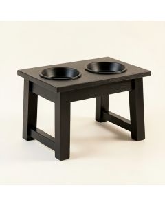 Ridge Edge Pet Feeding Stand With Two Plain Empty Bowls - Black (synthetic illustration; no displayed measurements)