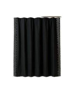 Bay Edge Shower Curtain Hanging Flat From A Plain Rod - Black