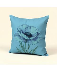 Turquoise Painted Poppy Indoor/Outdoor Throw Pillow (synthetic illustration; no displayed measurements)