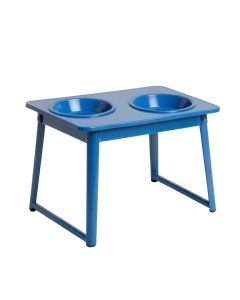 Shore Falls Pet Feeding Stand With Two Plain Empty Bowls - Blue