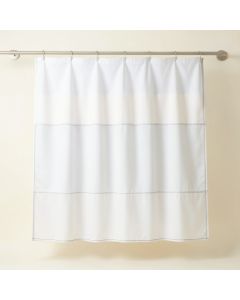 Maple Crossing Shower Curtain Hanging Flat From A Plain Rod - White (synthetic illustration; no displayed measurements)