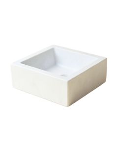 White Stone Rectangular Vessel Bathroom Sink
