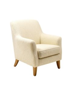 Upholstered Queen Anne Back Arm Chair In Ivory Tweed Chenille (synthetic illustration; no displayed measurements)