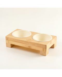 Shore Edge Pet Feeding Stand With Two Plain Empty Bowls - Cream (synthetic illustration; no displayed measurements)