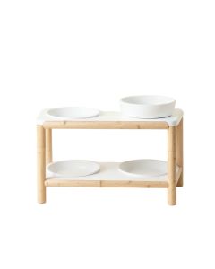 Glen Brook Pet Feeding Stand With Two Plain Empty Bowls - White (synthetic illustration; no displayed measurements)