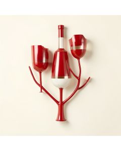Red And White Wine Contemporary Metal Wall Décor (synthetic illustration; no displayed measurements)