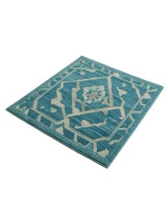 Camillei Geometric Hand Hooked Blue/Teal Indoor / Outdoor Area Rug (synthetic illustration; no displayed measurements)