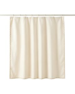 Meadow Edge Shower Curtain Hanging Flat From A Plain Rod - Cream