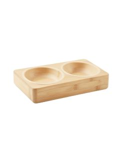 Pine Crossing Pet Feeding Stand With Two Plain Empty Bowls - Ivory (synthetic illustration; no displayed measurements)