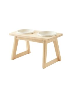 Cove Brook Pet Feeding Stand With Two Plain Empty Bowls - Ivory