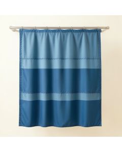 Oak Dell Shower Curtain Hanging Flat From A Plain Rod - Blue (synthetic illustration; no displayed measurements)