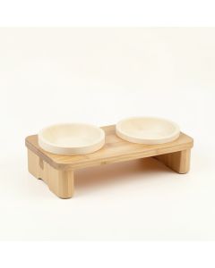 Dune Crest Pet Feeding Stand With Two Plain Empty Bowls - Ivory (synthetic illustration; no displayed measurements)