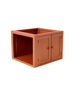 Oak Crossing Empty Furniture-Style Litter Enclosure - Terracotta (synthetic illustration; no displayed measurements)