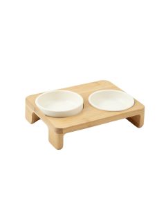Lake Crest Pet Feeding Stand With Two Plain Empty Bowls - Ivory (synthetic illustration; no displayed measurements)