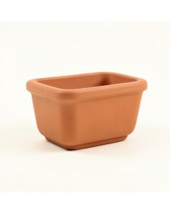 Olive Crest Empty Railing Planter With Integral Brackets - Terracotta (synthetic illustration; no displayed measurements)