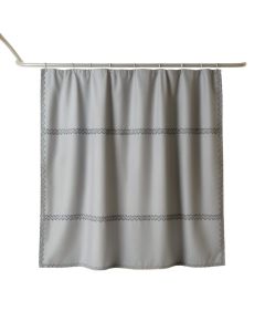 Clay Edge Shower Curtain Hanging Flat From A Plain Rod - Gray (synthetic illustration; no displayed measurements)