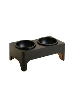 Alder Field Pet Feeding Stand With Two Plain Empty Bowls - Black