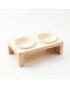 Reed Falls Pet Feeding Stand With Two Plain Empty Bowls - Cream (synthetic illustration; no displayed measurements)