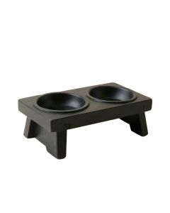 Pine Bluff Pet Feeding Stand With Two Plain Empty Bowls - Black (synthetic illustration; no displayed measurements)