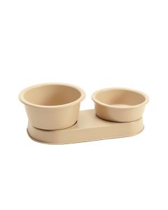 Cliff Bluff Pet Feeding Stand With Two Plain Empty Bowls - Beige