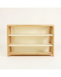 Linden Arc Low Bookcase - Cream (synthetic illustration; no displayed measurements)