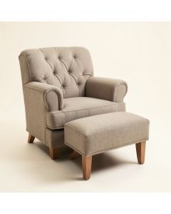 Fieldbrook Tufted Polyester Armchair And Ottoman (synthetic illustration; no displayed measurements)