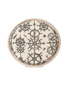 On Ship Wheel 7 Piece Coaster Set With Holder