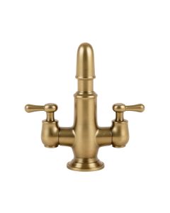 French Country Widespread Bathroom Faucet With Brass Pop-Up Drain