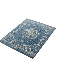 Runner Geometric Blue Area Rug