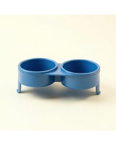 Hazel Bridge Pet Feeding Stand With Two Plain Empty Bowls - Blue (synthetic illustration; no displayed measurements)