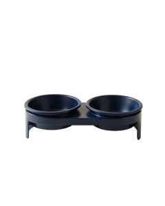 Bay Crossing Pet Feeding Stand With Two Plain Empty Bowls - Navy (synthetic illustration; no displayed measurements)