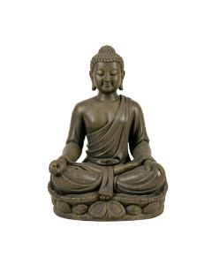 Meditating Buddha In Lotus Position With Two Led Crackle Garden Statue
