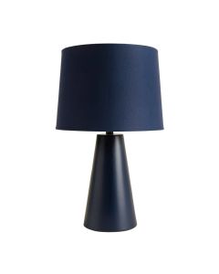 Oak Crossing Table Lamp With A Plain Fabric Shade - Navy