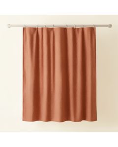 Linden Branch Shower Curtain Hanging Flat From A Plain Rod - Terracotta (synthetic illustration; no displayed measurements)