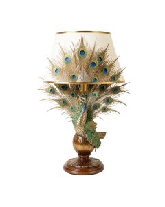 Art Deco Peacock Sculptural 29 '' Torchiere Lamp Set (synthetic illustration; no displayed measurements)