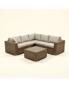 Outdoor Patio 6 Piece Rattan Sectional Seating Group With Cushions (synthetic illustration; no displayed measurements)