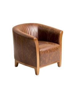 Kailey 29 '' Wide Top Grain Leather Barrel Chair (synthetic illustration; no displayed measurements)