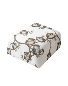 Owl Cartoon Style Illustration Of Cute Owls On The Branches Decorative Print Duvet Cover Set