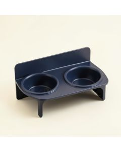 Field Bluff Pet Feeding Stand With Two Plain Empty Bowls - Navy (synthetic illustration; no displayed measurements)