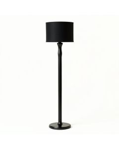 Reed Crest Floor Lamp With A Plain Fabric Shade - Black (synthetic illustration; no displayed measurements)