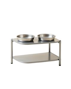Willow Arc Pet Feeding Stand With Two Plain Empty Bowls - Gray