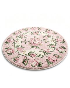 Round Elisabeta Floral Shag Pink/Green/Ivory Area Rug (synthetic illustration; no displayed measurements)